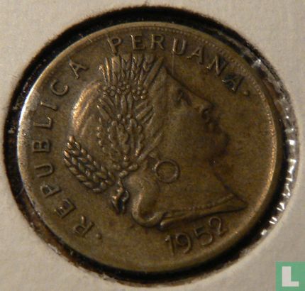 Peru 10 centavos 1952 (with AFP) - Image 1