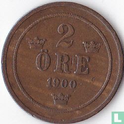 Zweden 2 öre 1900 (ovale nullen) - Afbeelding 1