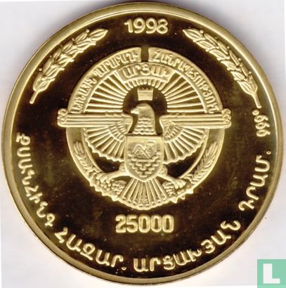 Nagorno-Karabach 25.000 drams 1998 (PROOF - gilded silver) "Monte Melkonian"  - Image 1