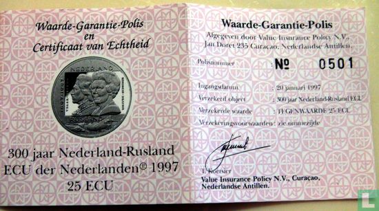Nederland 25 ecu 1997 "300 jaar Nederland-Rusland" - Bild 3