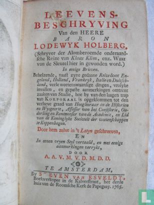 Leevens-beschryving Van den Heere Baron Lodewyk Holberg. - Image 1