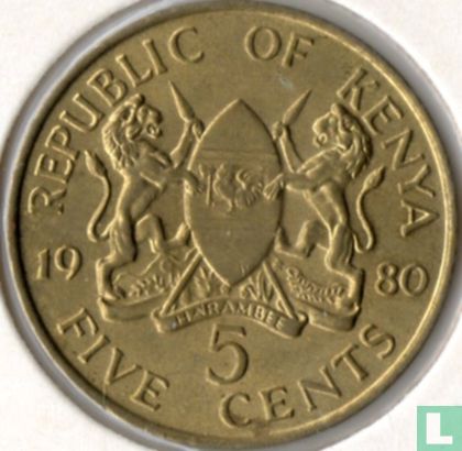 Kenia 5 cents 1980 - Afbeelding 1