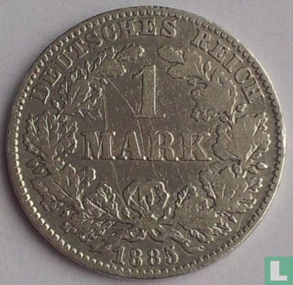 Empire allemand 1 mark 1885 (J) - Image 1