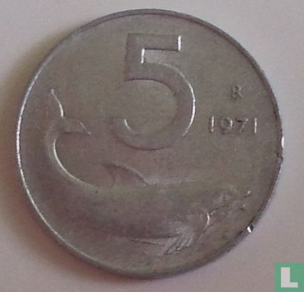 Italië 5 lire 1971 - Afbeelding 1