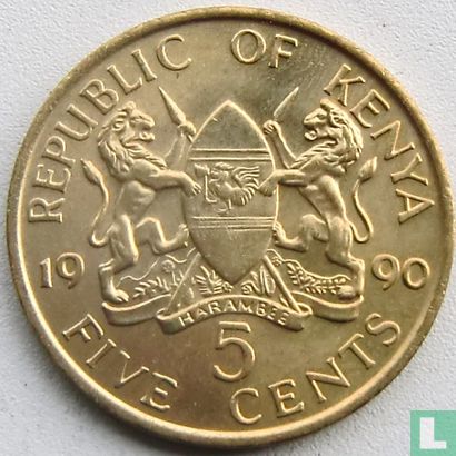 Kenia 5 cents 1990 - Afbeelding 1