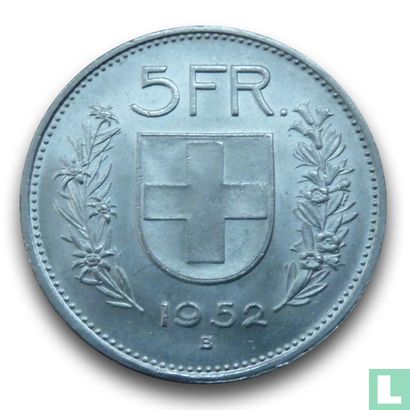 Zwitserland 5 francs 1952 - Afbeelding 1