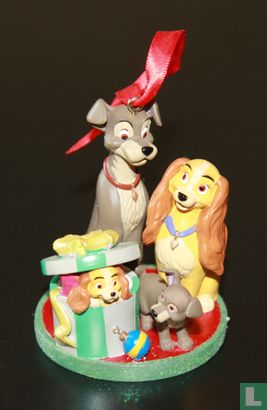 Lady and Tramp with pups ornament 