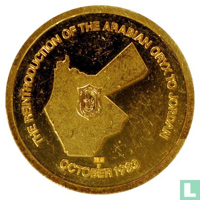 Jordan Medallic Issue 1983 (Gold - Proof - The Reintroduction of the Arabian Oryx to Jordan) - Image 1