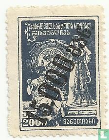 Female worker and farmer with overprint