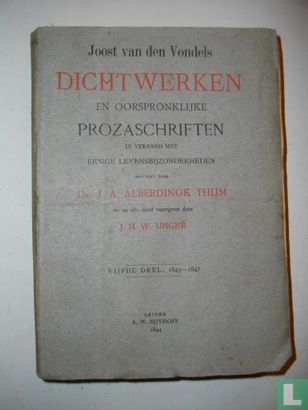 Joost van den Vondels Dichtwerken en oorspronkelijke Prozaschriften. V - Bild 1