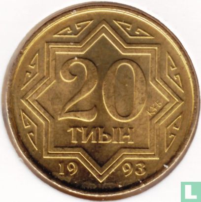 Kazakhstan 20 tyin 1993 (zinc recouvert de laiton) - Image 1