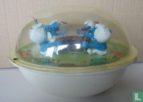 Merry-go-round with 4 Smurfs - Image 1