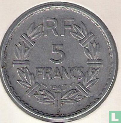 France 5 francs 1947 (aluminium - with B, 9 closed) - Image 1