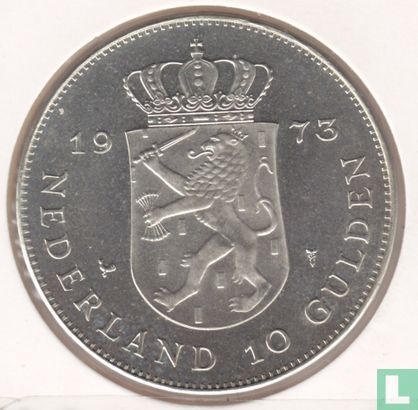 Nederland 10 gulden 1973 (PROOF) "25th anniversary Reign of Queen Juliana" - Afbeelding 1