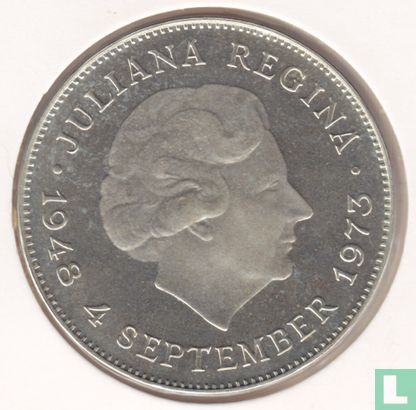 Niederlande 10 Gulden 1973 (PP) "25th anniversary Reign of Queen Juliana" - Bild 2