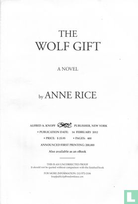 The Wolf Gift (uncorrected proof) - Image 1