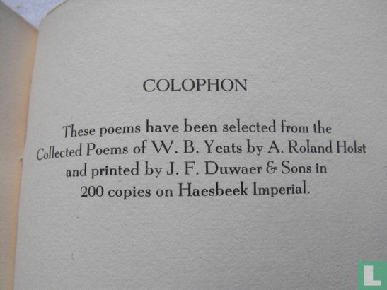 Selected poems of W.B. Yeats - Afbeelding 3