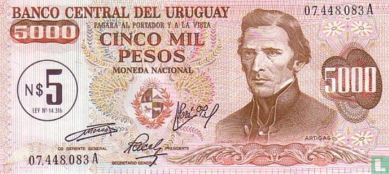 URUGUAY 5 Nuevos Pesos - Bild 1