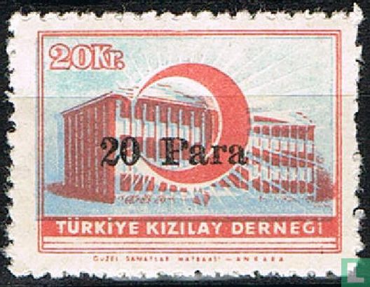 Red Crescent, with overprint