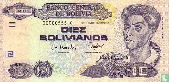 Bolivia 10 Bolivianos (Morales & Valencia Series G) - Image 1