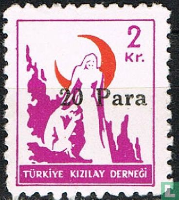 Red Crescent, with overprint