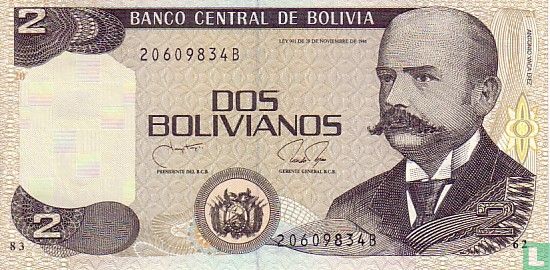 Bolivia 2 Bolivianos (serie B) - Afbeelding 1
