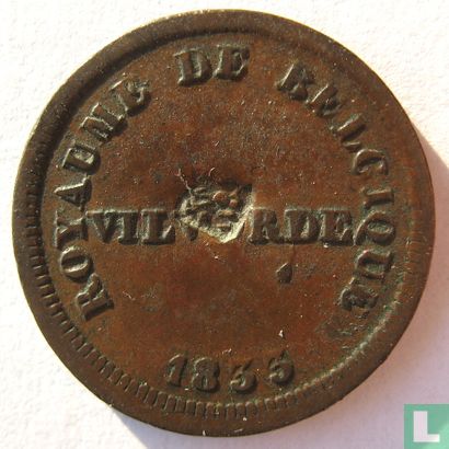 België 1 centime 1833 Monnaie Fictive, Vilvoorde (met klop) - Afbeelding 1