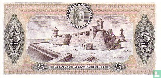 Kolumbien 5 Pesos Oro 1980 - Bild 2