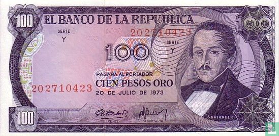 Kolumbien 100 Pesos Oro 1973 - Bild 1