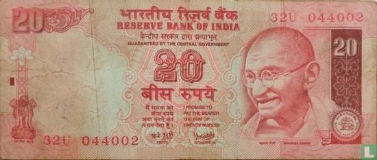 India 20 Rupees 2002 - Afbeelding 1