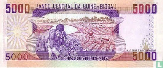 Guinea Bissau 5,000 Pesos 1993 - Image 2