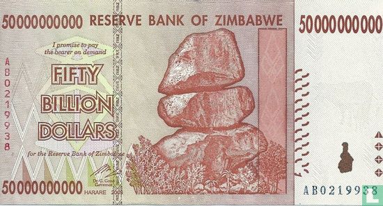 Zimbabwe 50 Billion Dollars 2008 - Afbeelding 1