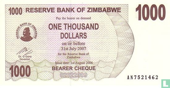 Zimbabwe 1,000 Dollars - Image 1