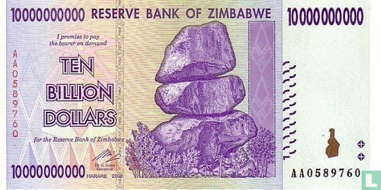 Zimbabwe 10 Billion Dollars 2008 - Image 1