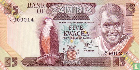 Zambia 5 Kwacha ND (1980-88) P25c - Afbeelding 1