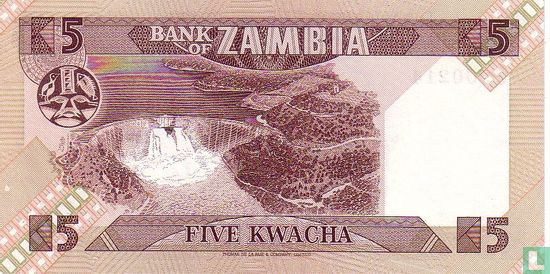Zambia 5 Kwacha ND (1980-88) P25c - Afbeelding 2