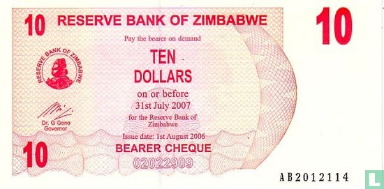 Zimbabwe 10 Dollars 2006 - Image 1
