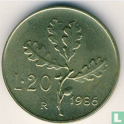 Italië 20 lire 1986 - Afbeelding 1