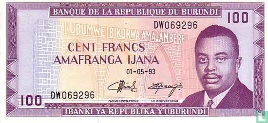 Burundi 100 Francs 1993 - Afbeelding 1