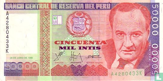 Pérou 50 000 Intis - Image 1