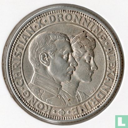 Danemark 2 kroner 1923 "Silver wedding anniversary" - Image 2