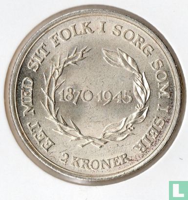 Denmark 2 kroner 1945 "75th Birthday of King Christian X" - Image 1
