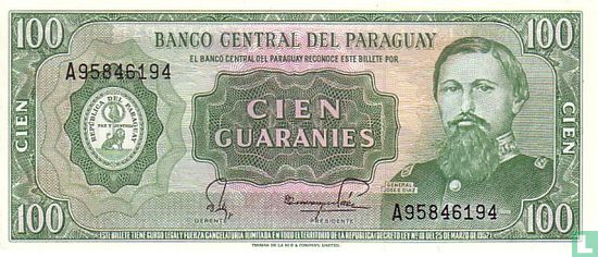 Paraguay 100 Guaranies (Rubén Falcón Silva & José Enrique Paéz) - Afbeelding 1