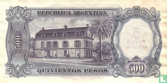 Argentina 5 Pesos at 500 Pesos 1969 - Image 2