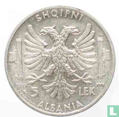 Albanië 5 lek 1939 - Afbeelding 1