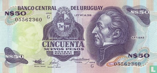 Uruguay 50 Nuevos Pesos (série G) - Image 1