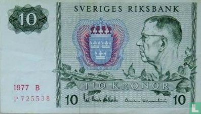 Suède 10 Kronor 1977 - Image 1