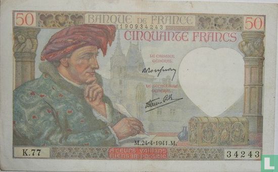 France 50 Francs  Jacques Coeur1941 - Image 1