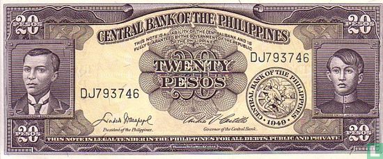 Filipijnen 20 Pesos (Macapagal & Castillo) - Afbeelding 1