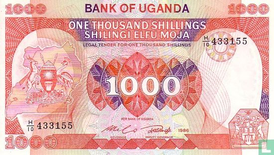Uganda 1,000 Shillings 1986 - Image 1